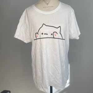Bongo Cat XXL White T Shirt Top Short Sleeve Black Pink